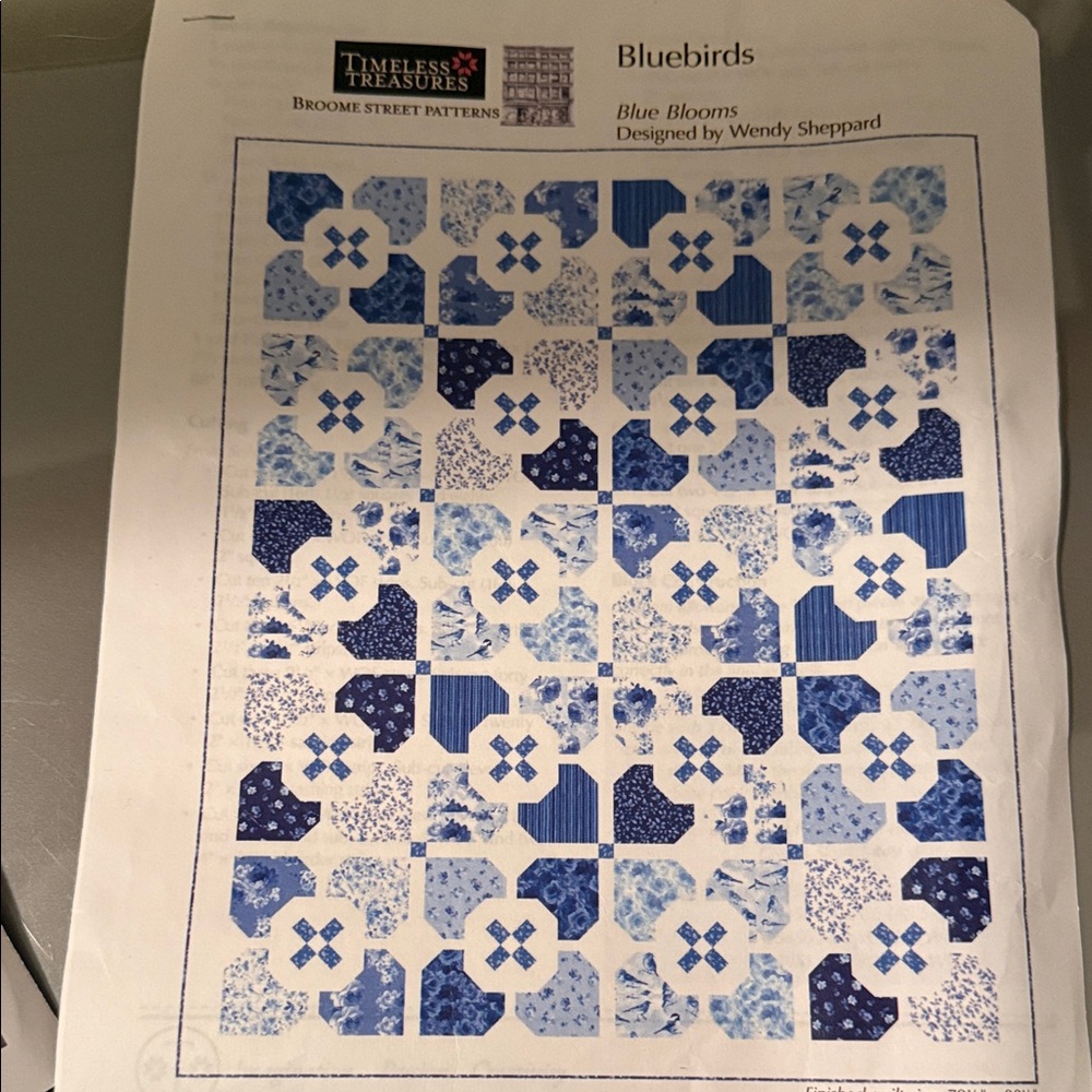 Timeless Treasures Bluebird Blue Blooms Quilt Kit - Blue 79.5” x 98.5” - Picture 11 of 12